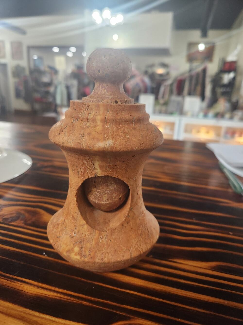 Travertine mortar and pestle